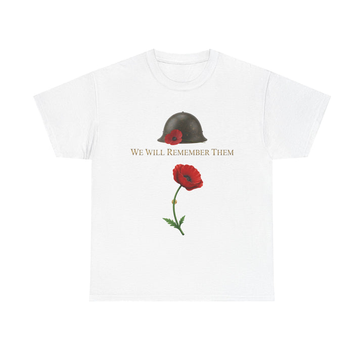 Poppy &amp; Helmet T-Shirt — Remembrance Floral Military Tribute Tee