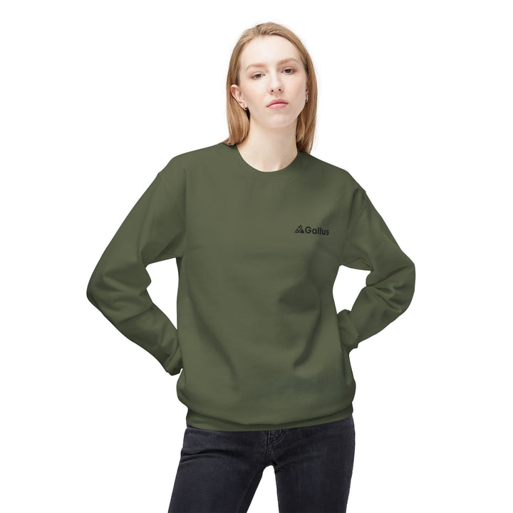 Spain Map Crewneck Sweatshirt — Military Green Grid Spain Graphic