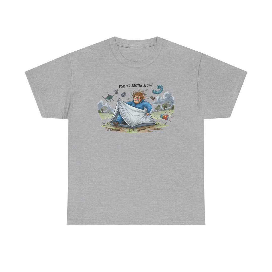 Blasted British Blow Graphic T-Shirt — Retro UK Camping Adventure Tee