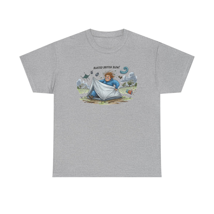 Blasted British Blow Graphic T-Shirt — Retro UK Camping Adventure Tee