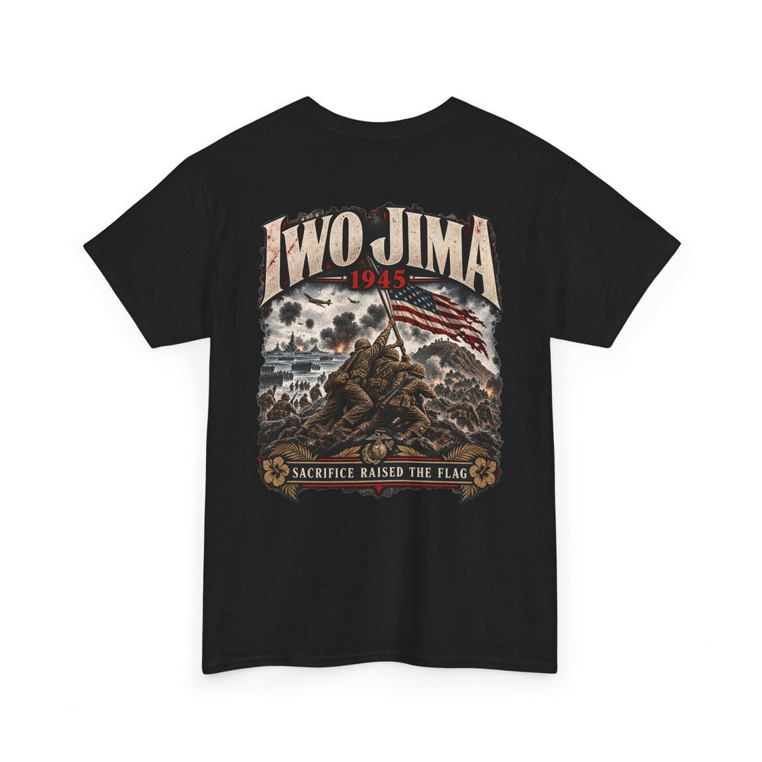 Iwo Jima 1945 Memorial T-Shirt — Sacrifice Raises the Flag Graphic Tee