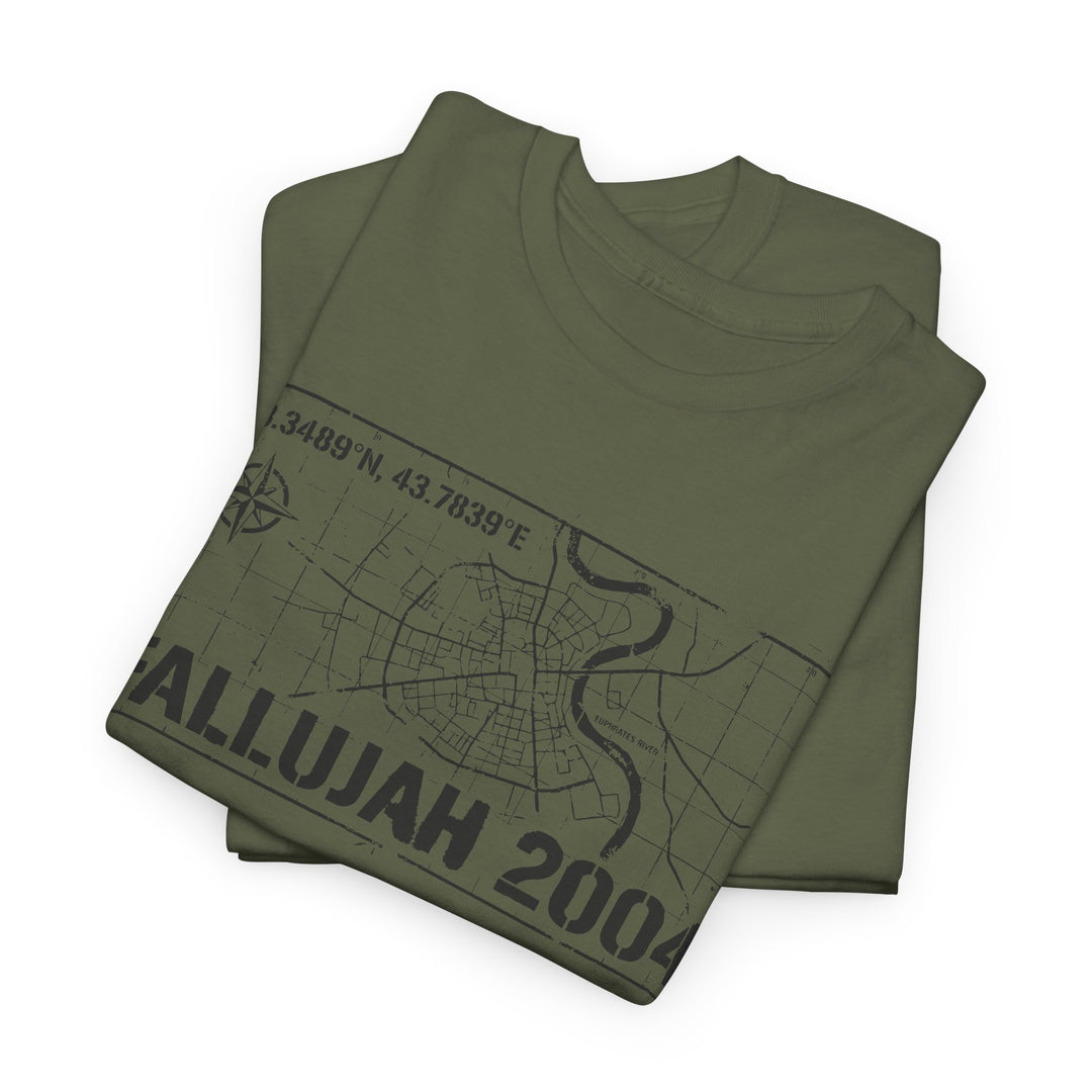 Fallujah 2004 Map Tee — Military Deployment Memorial T-Shirt