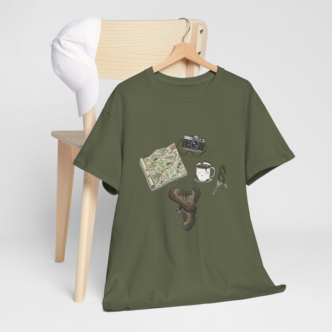 Retro Mountain Camping Gear Graphic T-Shirt - Outdoor Adventure Tee