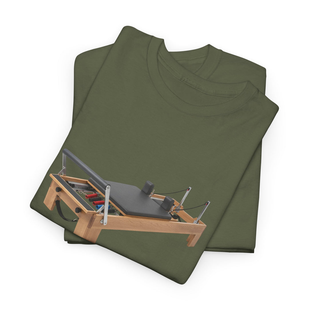 Pilates Reformer Tee – soft, breathable cotton designed for Pilates sessions. Comfortable, flexible, and perfect for reformer workouts or casual wear.