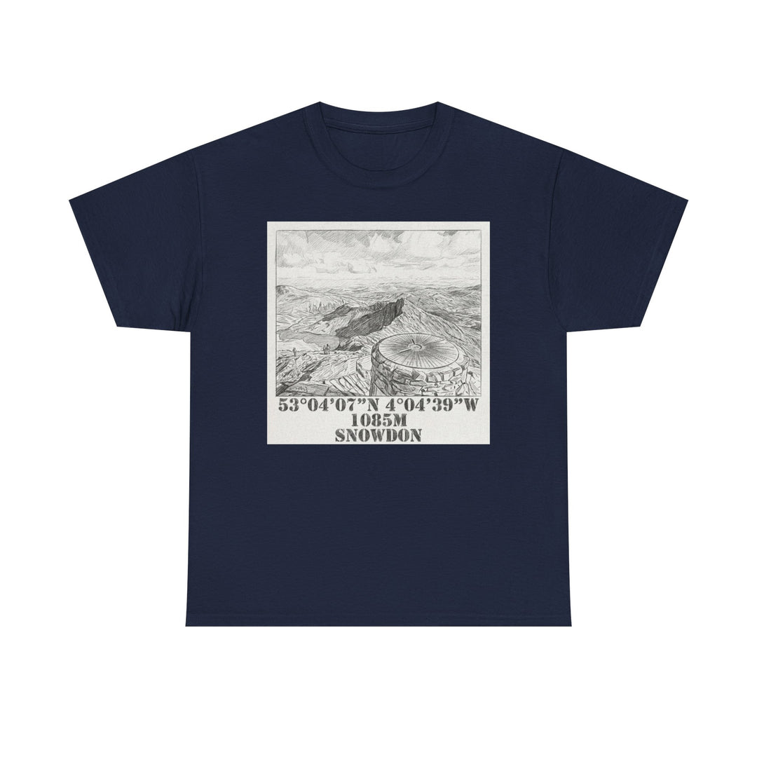 Snowdon Mountain Tee — Vintage Map Illustration with Coordinates