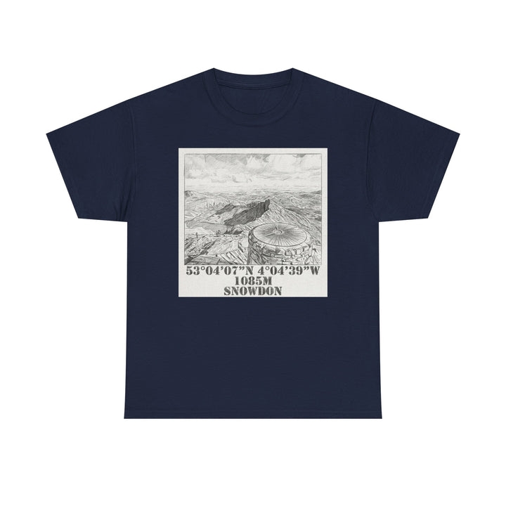 Snowdon Mountain Tee — Vintage Map Illustration with Coordinates