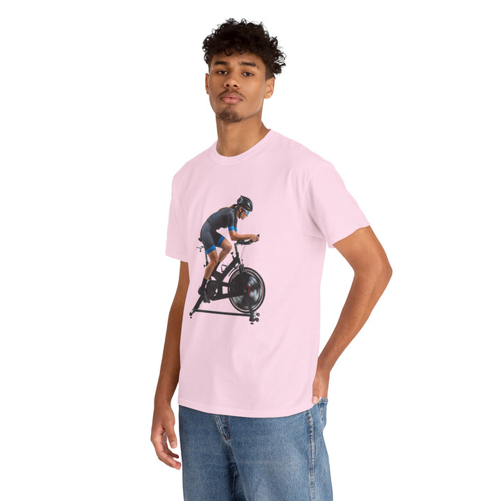 Spin Indoor Trainer T‑Shirt – lightweight, breathable cotton designed for indoor cycling. Comfortable, durable, and perfect for spin workouts and training.