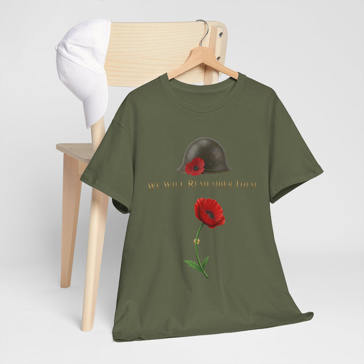 Poppy &amp; Helmet T-Shirt — Remembrance Floral Military Tribute Tee