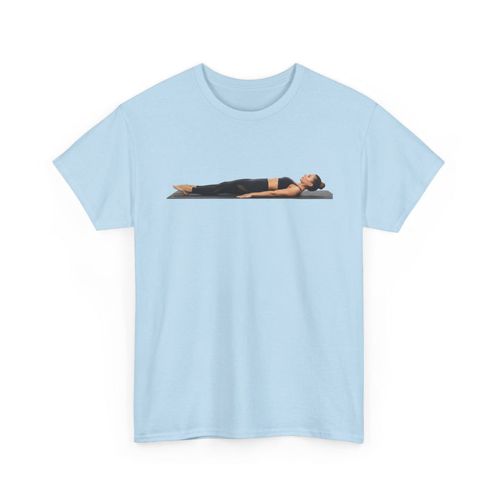 Yoga Savasana Pose Tee – soft, breathable cotton featuring the iconic Savasana pose. Perfect for yoga practice, meditation, or casual, mindful lifestyle wear.