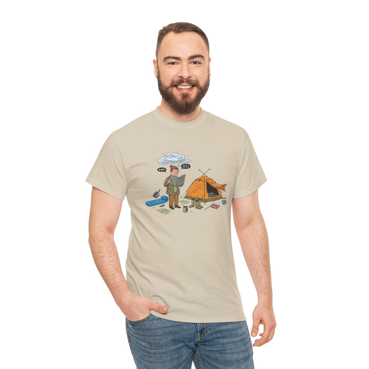Retro Mountain Camping Graphic T-Shirt — Vintage Campfire Adventure Tee