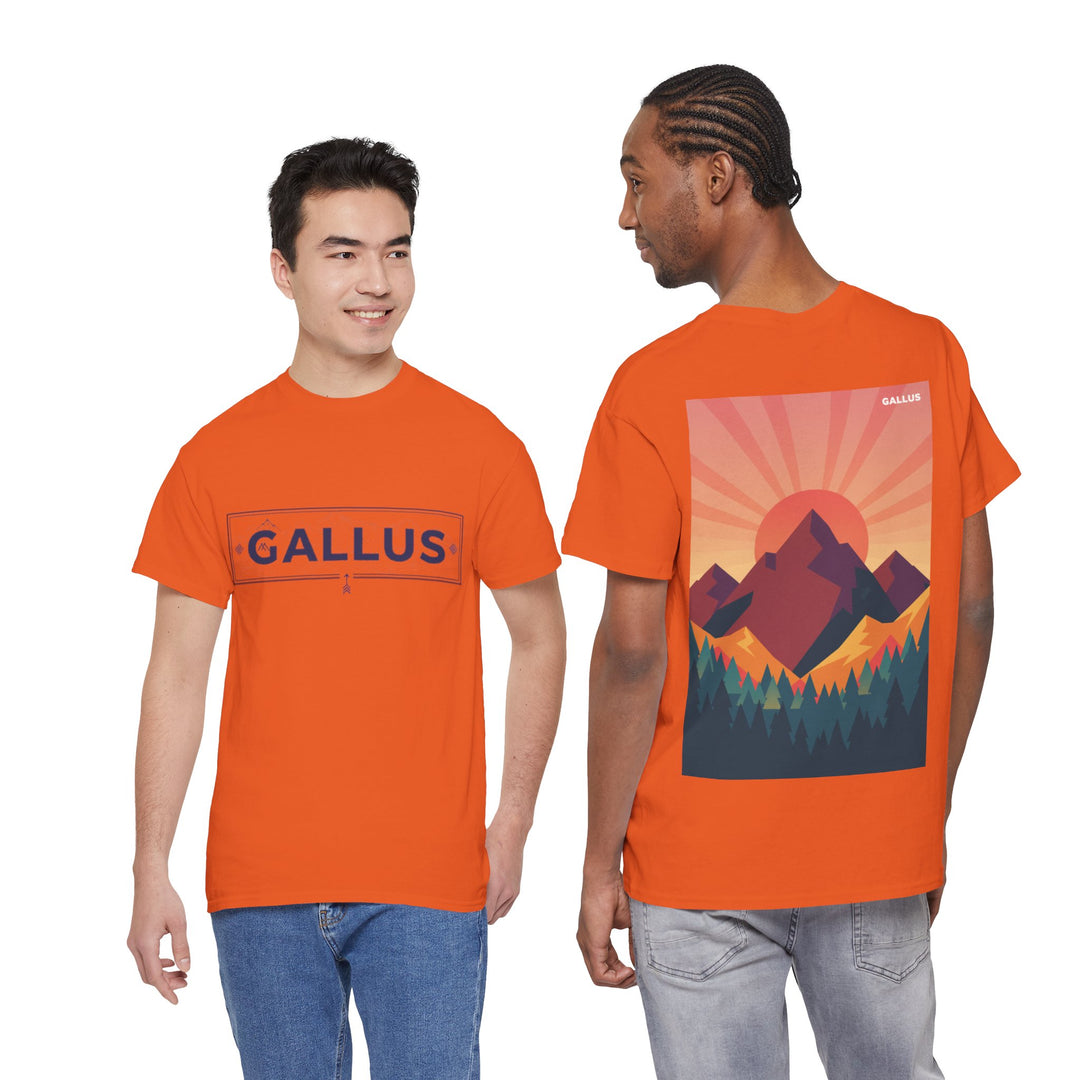 T-Shirt — Gallus Mountain Graphic Tee (Sunrise Landscape Back Print)