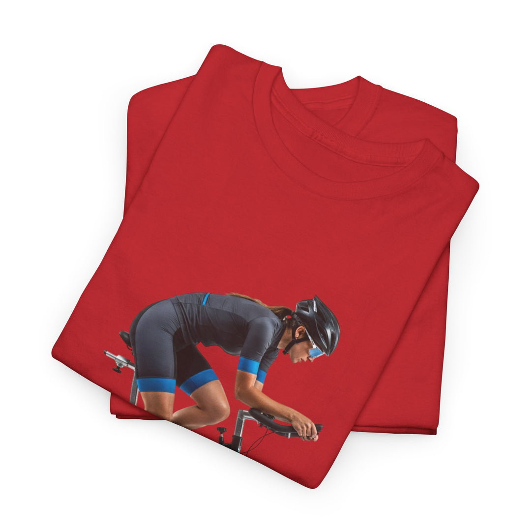Spin Indoor Trainer T‑Shirt – lightweight, breathable cotton designed for indoor cycling. Comfortable, durable, and perfect for spin workouts and training.
