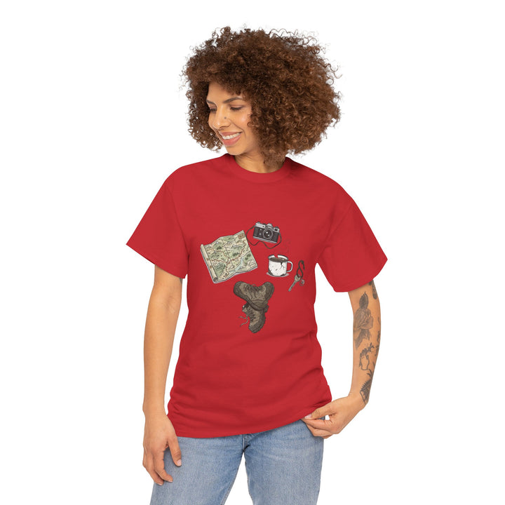 Retro Mountain Camping Gear Graphic T-Shirt - Outdoor Adventure Tee