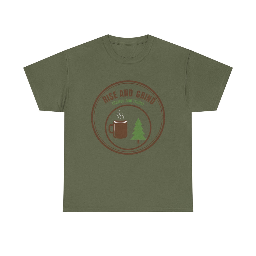 Rise and Grind Coffee T-Shirt - Vintage Camping &amp; Hiking Tee