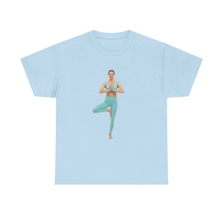 Yoga Pose Tee – soft, breathable cotton featuring a stylish yoga pose design. Perfect for yoga practice, meditation, or casual mindful lifestyle wear.