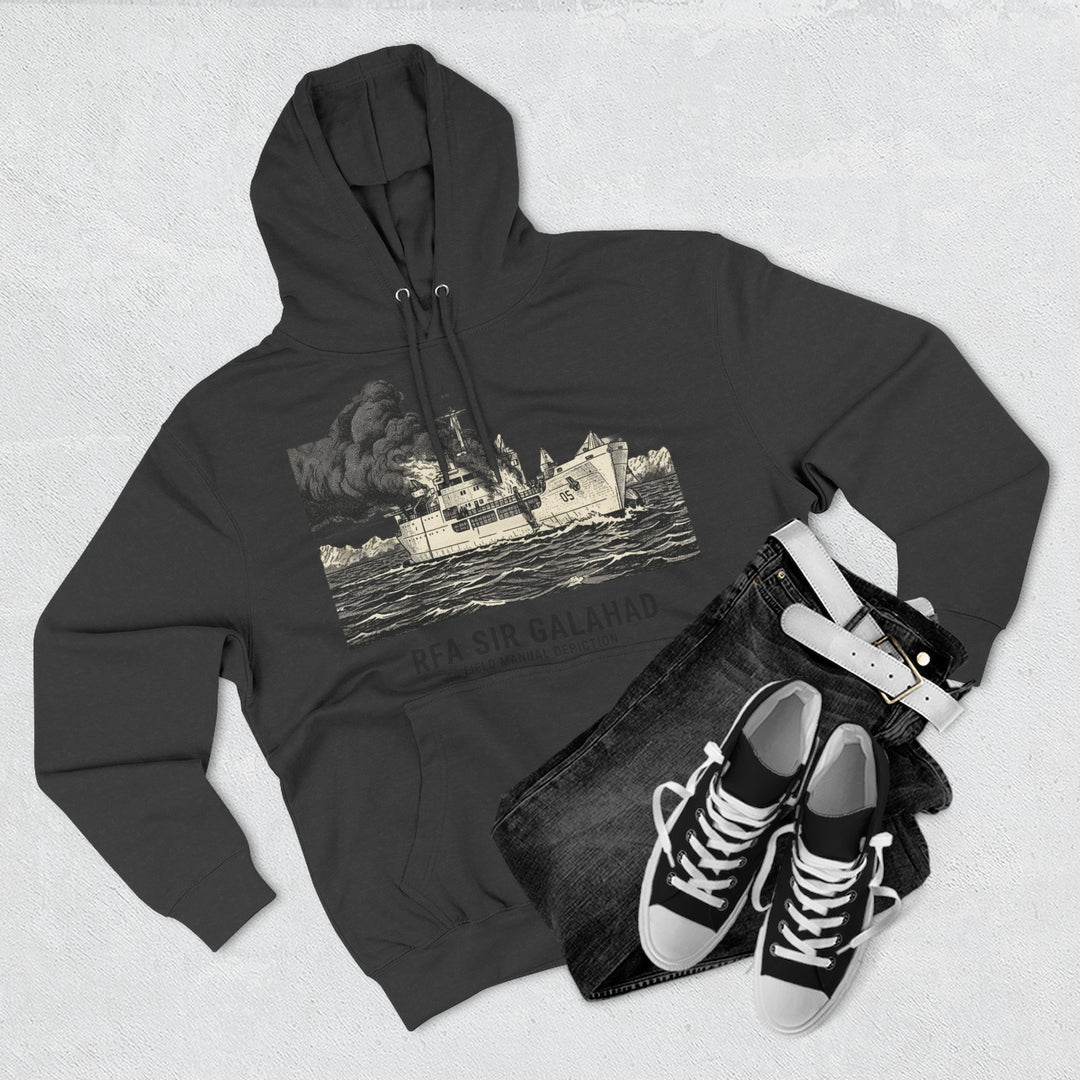 RFA Sir Galahad Graphic Hoodie — Retro Ship Illustration &amp; Gallus S&amp;W Logo