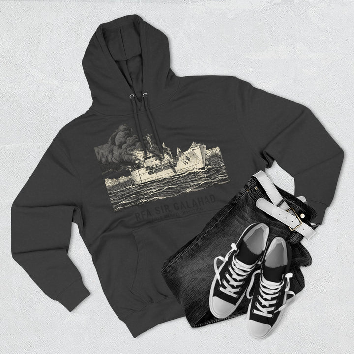 RFA Sir Galahad Graphic Hoodie — Retro Ship Illustration &amp; Gallus S&amp;W Logo