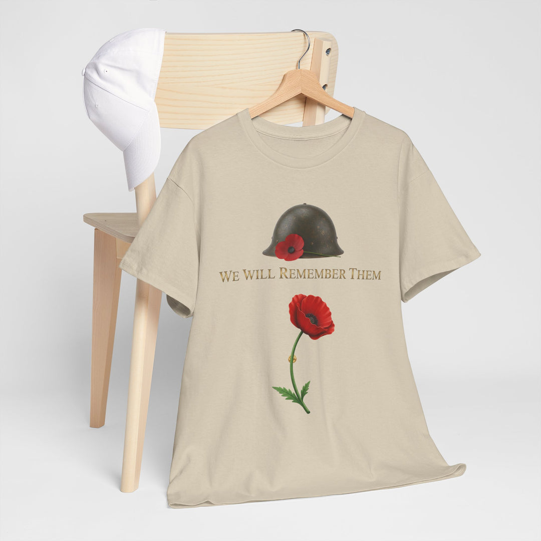 Poppy &amp; Helmet T-Shirt — Remembrance Floral Military Tribute Tee