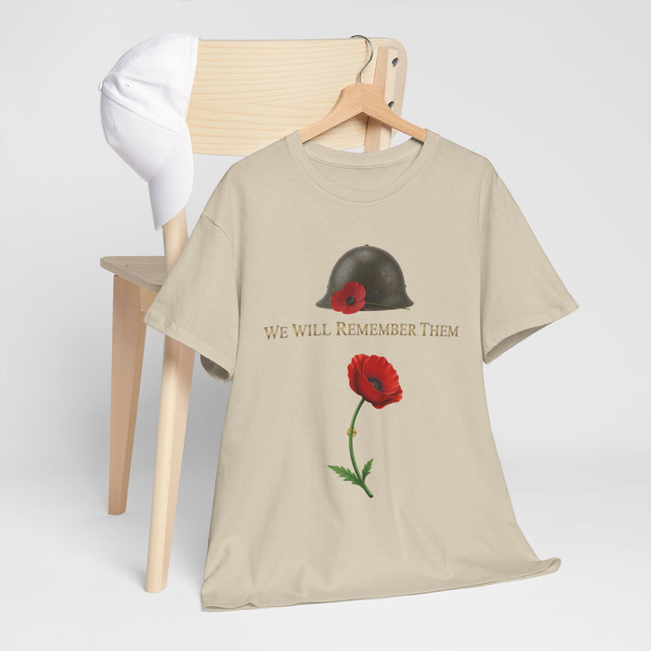 Poppy &amp; Helmet T-Shirt — Remembrance Floral Military Tribute Tee