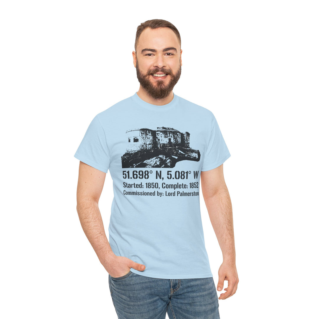 Stack Rock Fort T‑Shirt — Coastal Landmark Graphic Tee