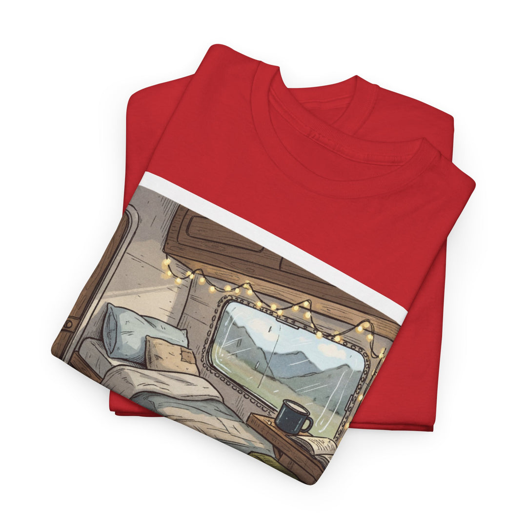 Retro Van Life Interior Graphic T-Shirt - Cozy Camper Van Aesthetic Tee
