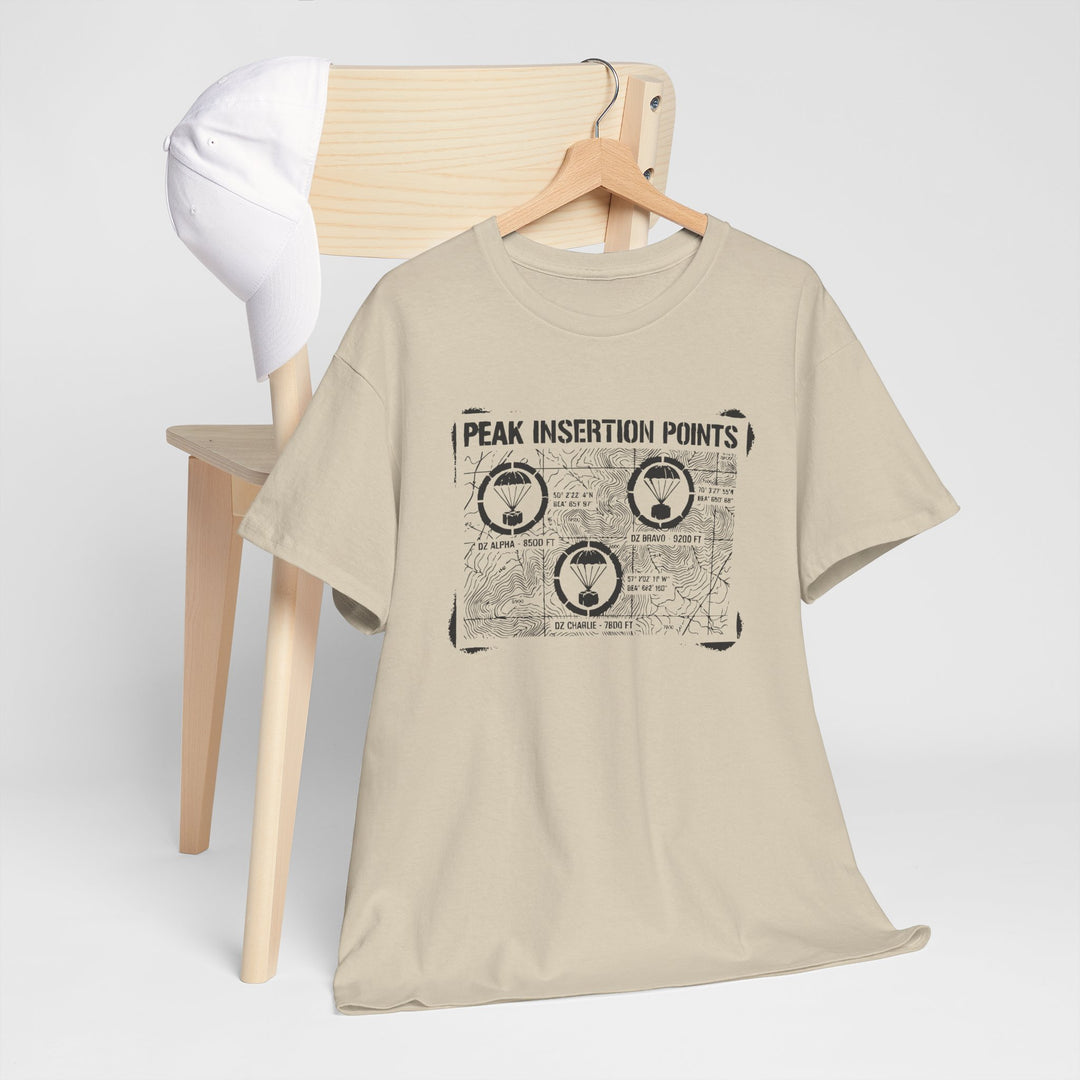 Retro Mountain Schematic Graphic T-Shirt — Technical Diagram Hiking Tee