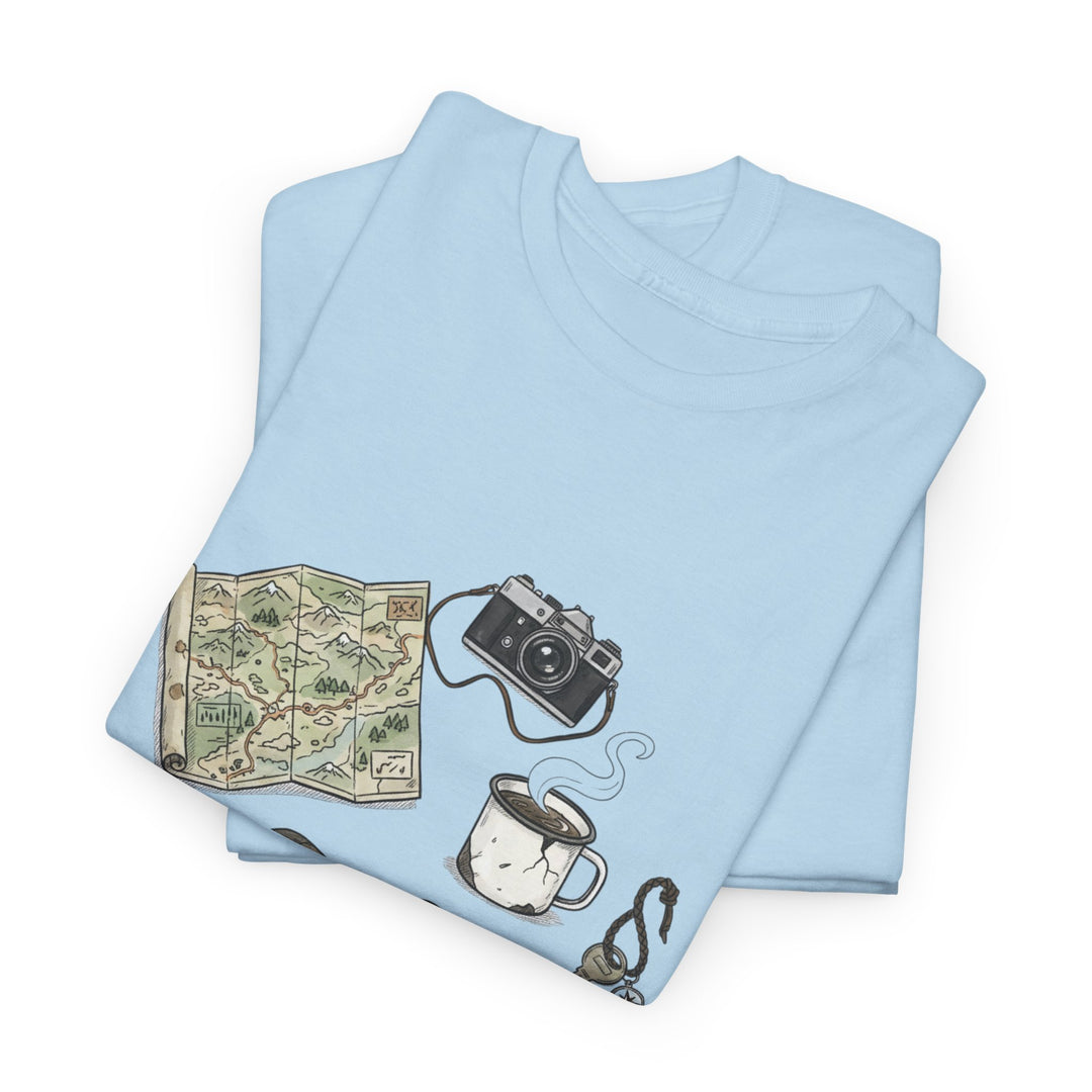 Retro Mountain Camping Gear Graphic T-Shirt - Outdoor Adventure Tee