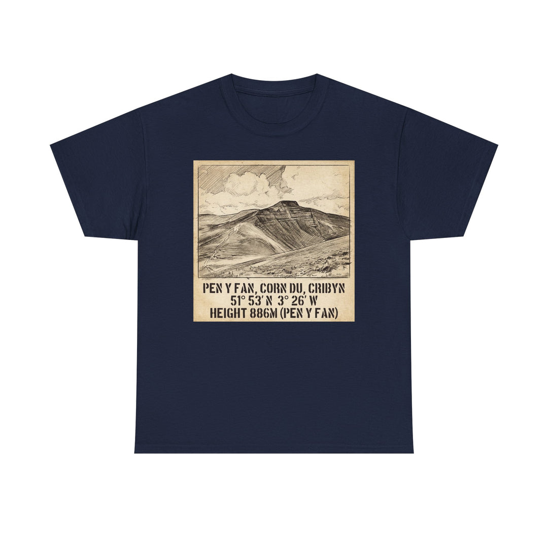 Pen y Fan Summit Coordinates T-Shirt — Vintage Mountain Peak Tee