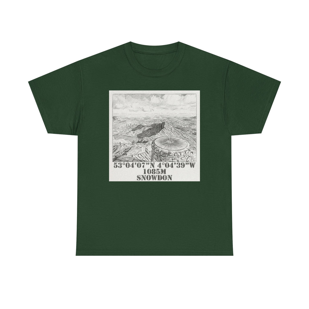 Snowdon Mountain Tee — Vintage Map Illustration with Coordinates