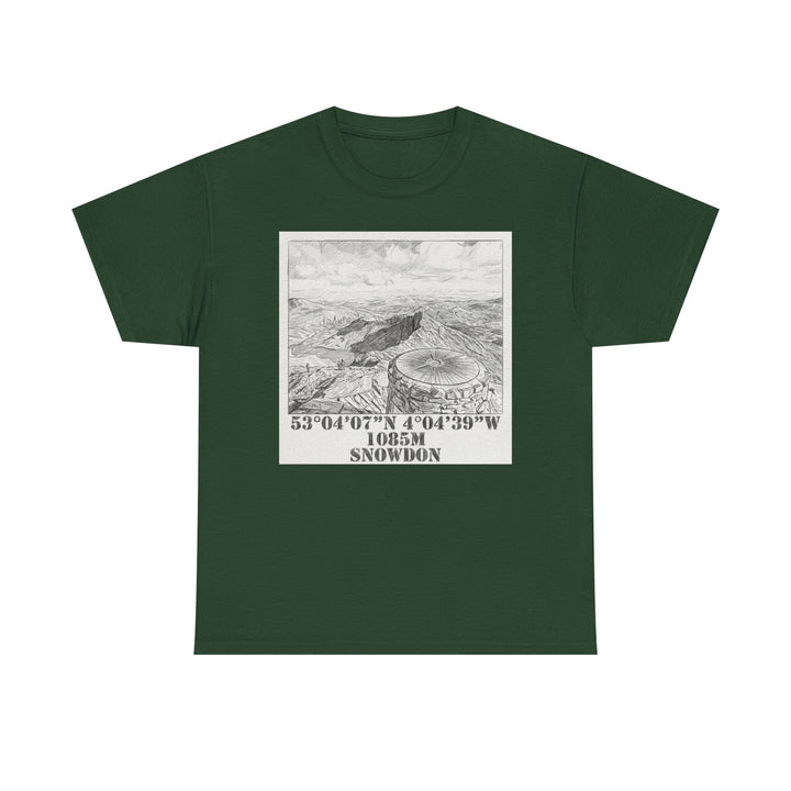 Snowdon Mountain Tee — Vintage Map Illustration with Coordinates