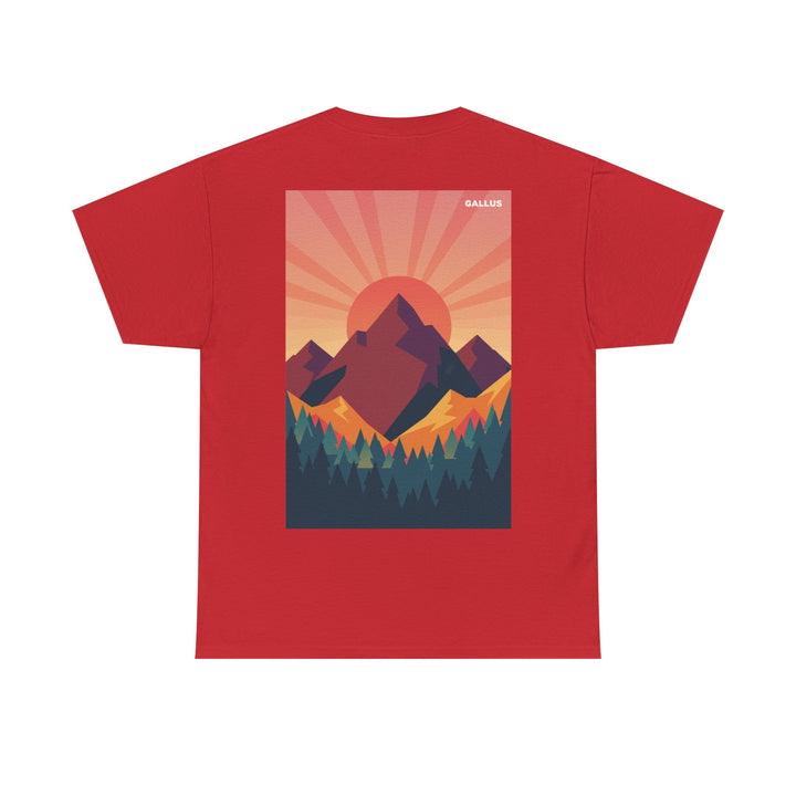 T-Shirt — Gallus Mountain Graphic Tee (Sunrise Landscape Back Print)