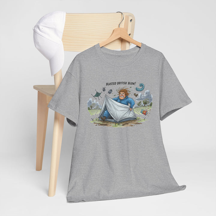 Blasted British Blow Graphic T-Shirt — Retro UK Camping Adventure Tee