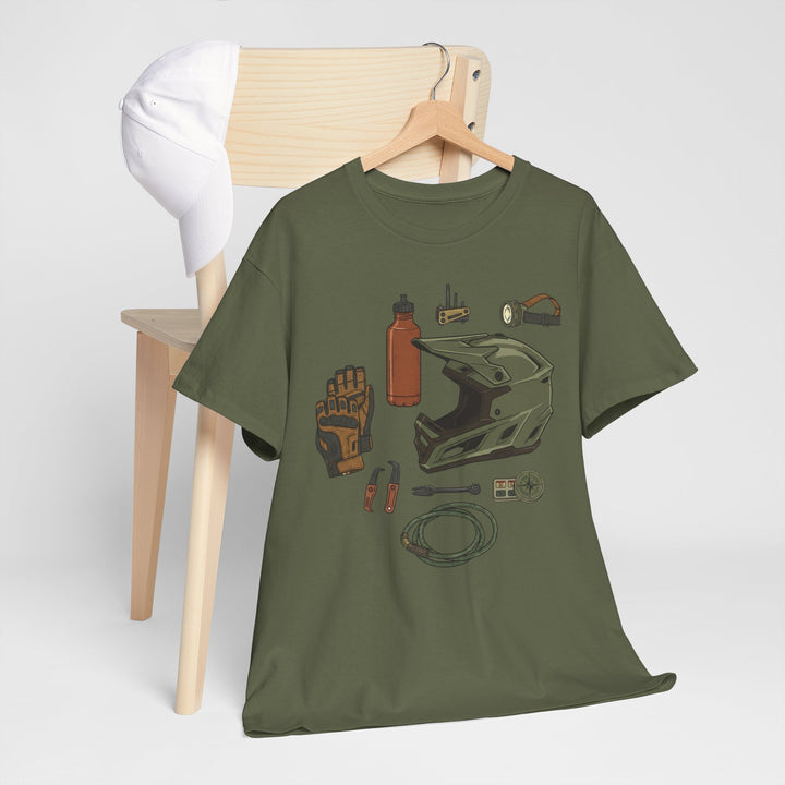 MTB Gear Layout T-Shirt — Mountain Bike Essentials Tee
