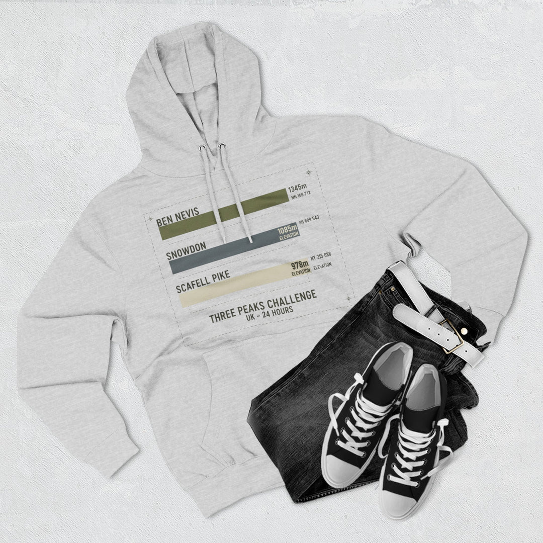 Three Peaks Challenge Hoodie — Retro Ben Nevis, Scafell Pike &amp; Snowdon Pullover