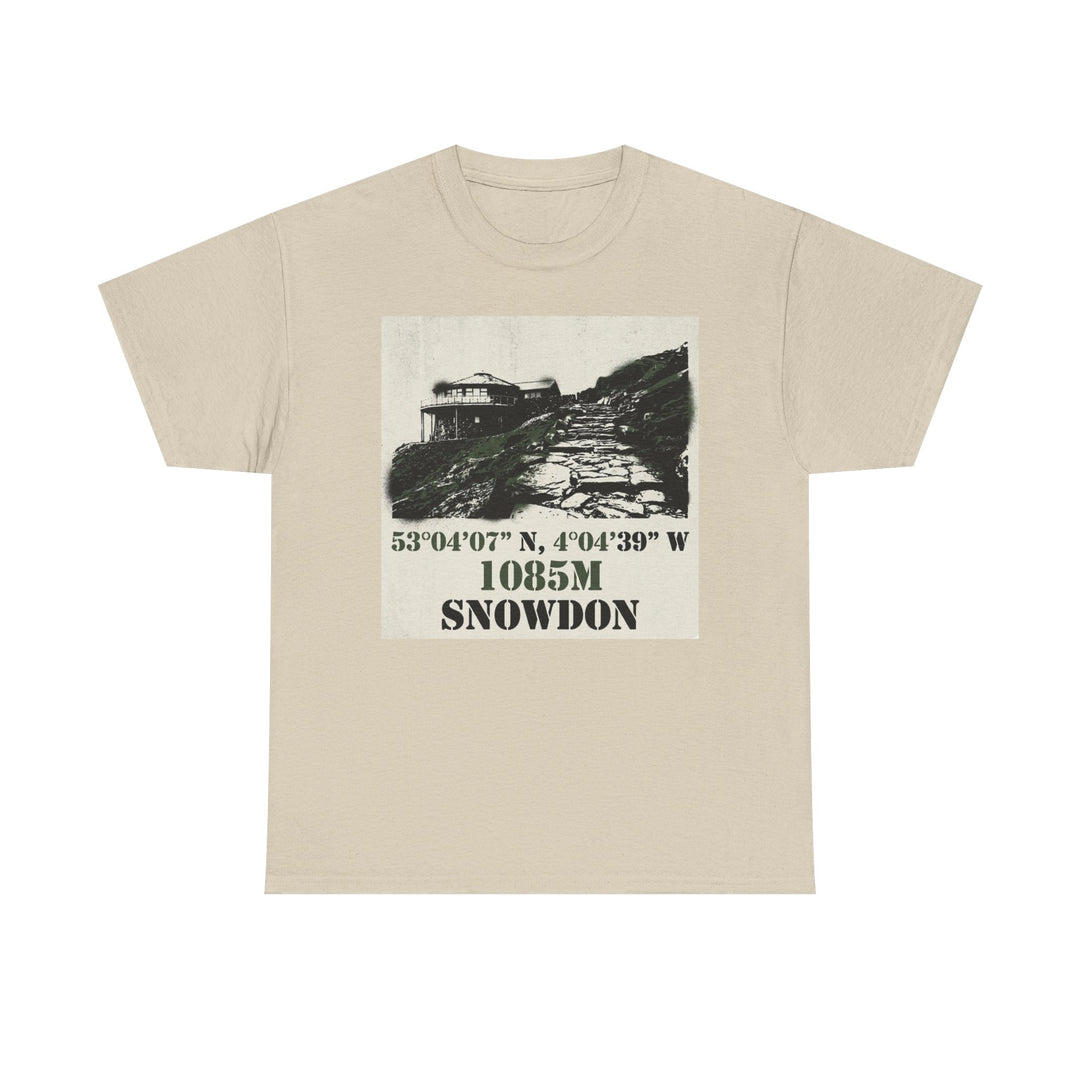 Snowdon 1085m Vintage Summit Tee — Mountain Coordinates Graphic T‑Shirt