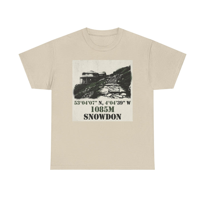 Snowdon 1085m Vintage Summit Tee — Mountain Coordinates Graphic T‑Shirt