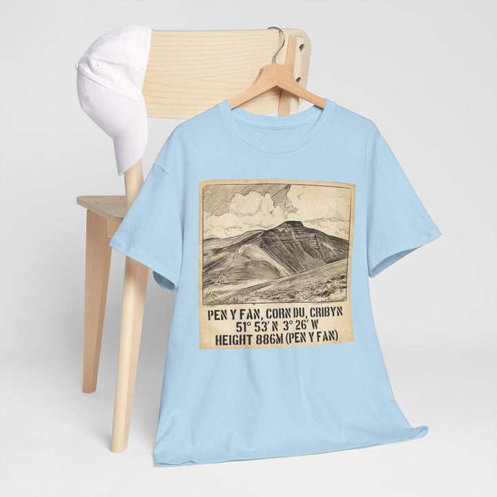 Pen y Fan Summit Coordinates T-Shirt — Vintage Mountain Peak Tee