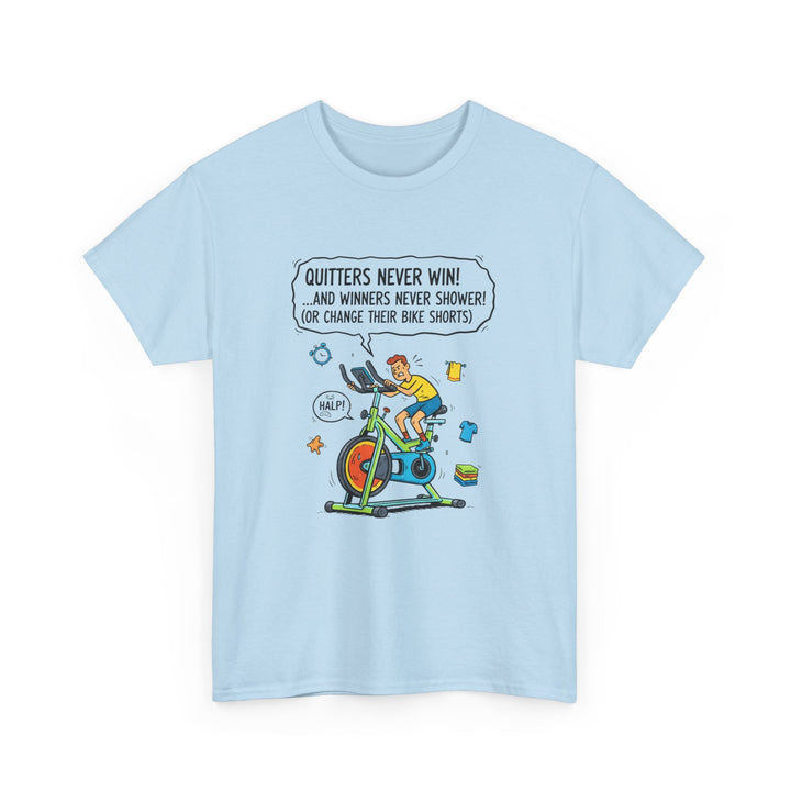 Spin Motivational Tee – soft, breathable cotton featuring an inspiring cycling graphic. Perfect for spin classes, workouts, and active lifestyle wear.