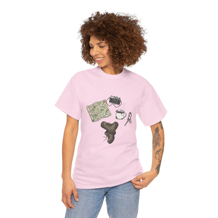 Retro Mountain Camping Gear Graphic T-Shirt - Outdoor Adventure Tee
