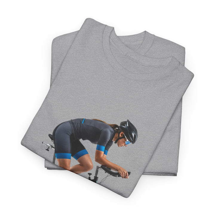 Spin Indoor Trainer T‑Shirt – lightweight, breathable cotton designed for indoor cycling. Comfortable, durable, and perfect for spin workouts and training.