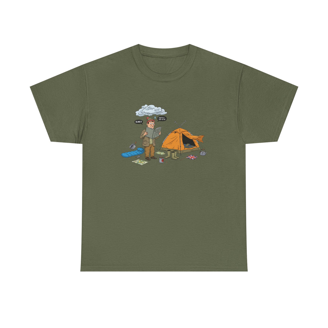 Retro Mountain Camping Graphic T-Shirt — Vintage Campfire Adventure Tee