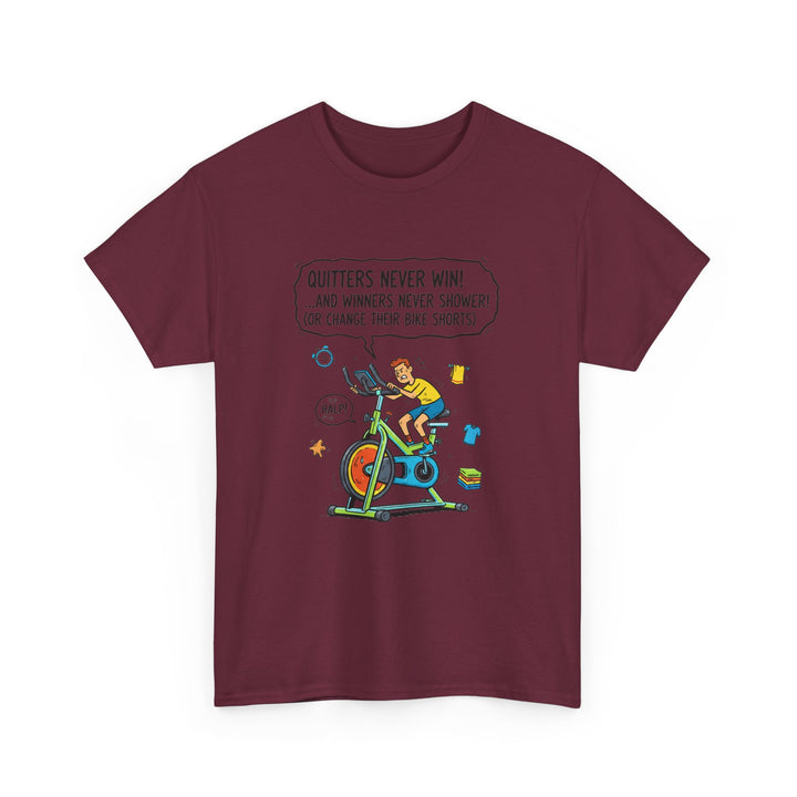 Spin Motivational Tee – soft, breathable cotton featuring an inspiring cycling graphic. Perfect for spin classes, workouts, and active lifestyle wear.
