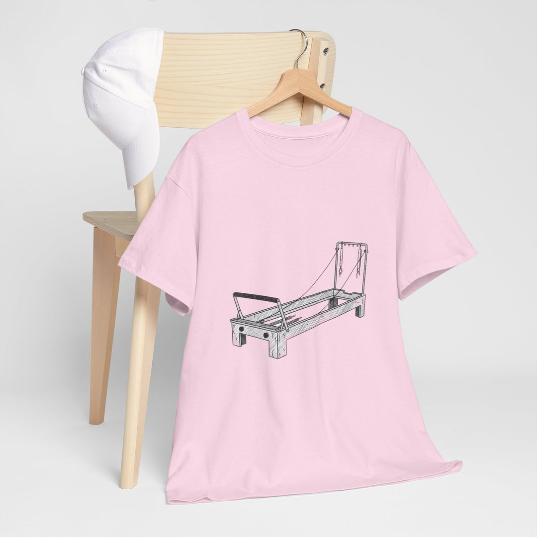 Pilates Reformer Tee – soft, breathable cotton designed for reformer Pilates. Comfortable, flexible, and perfect for studio workouts or casual wear.