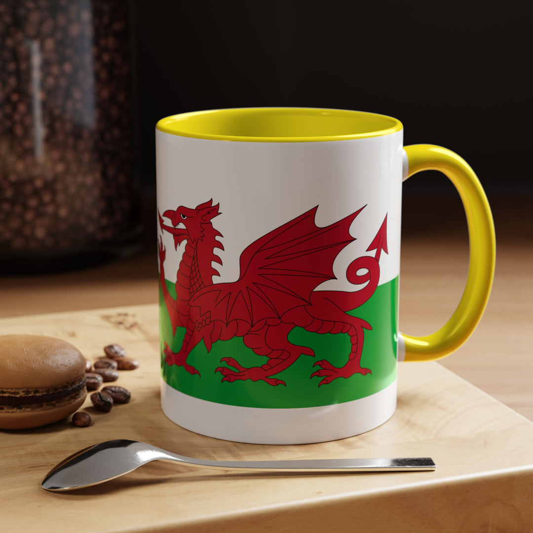 Wales Flag Accent Coffee Mug (11/15oz) – Red Welsh Dragon Tea &amp; Coffee Cup