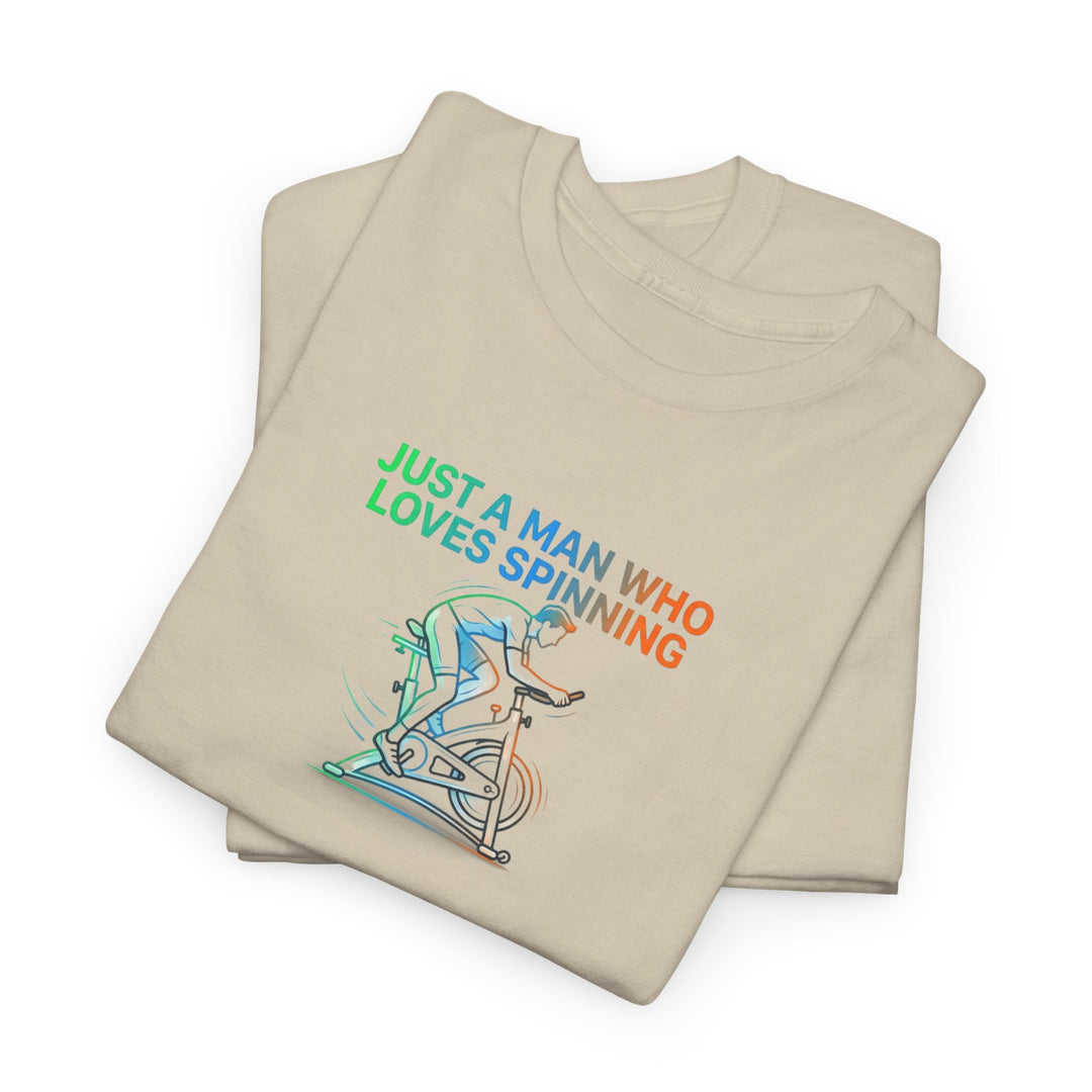 Spinner Enthusiast T-Shirt — "Just a Man Who Loves Spinning" Graphic Tee
