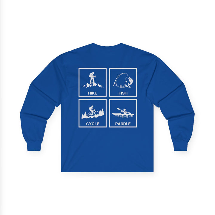 Gallus Outdoor Adventure Long Sleeve Tee — Hike, Fish, Cycle, Paddle Design