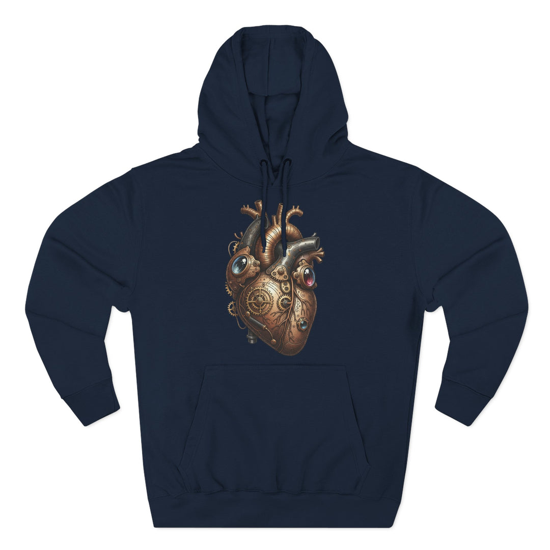 Navy blue hoodie by S&amp;W Gallus featuring a metal cardio heart design.