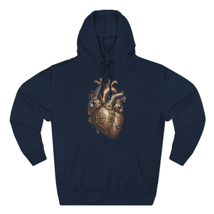 Navy blue hoodie by S&amp;W Gallus featuring a metal cardio heart design.