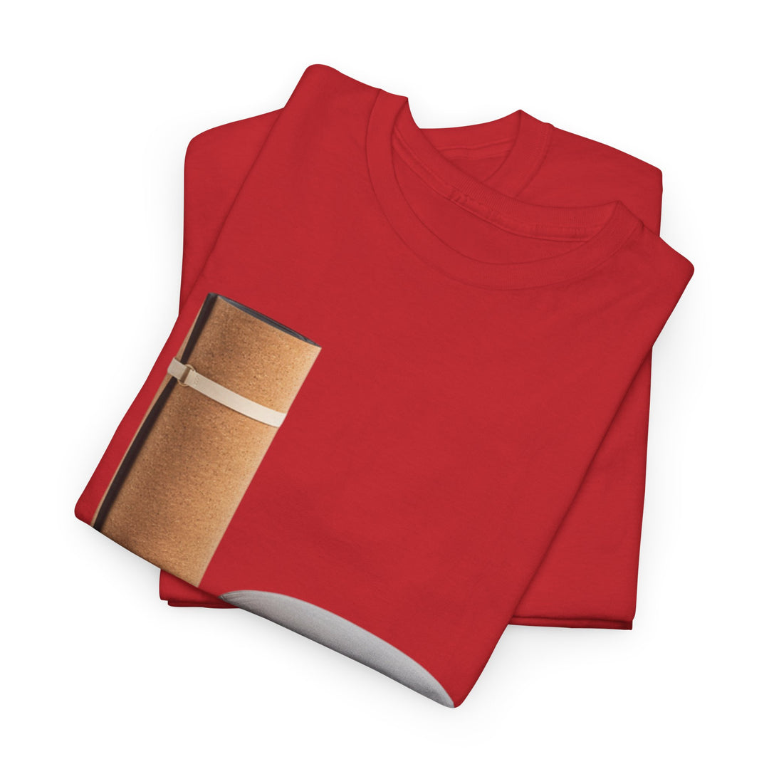 Mat &amp; Meditation Cushion Tee – soft, breathable cotton featuring a yoga-inspired design. Perfect for meditation, studio practice, or mindful everyday wear.