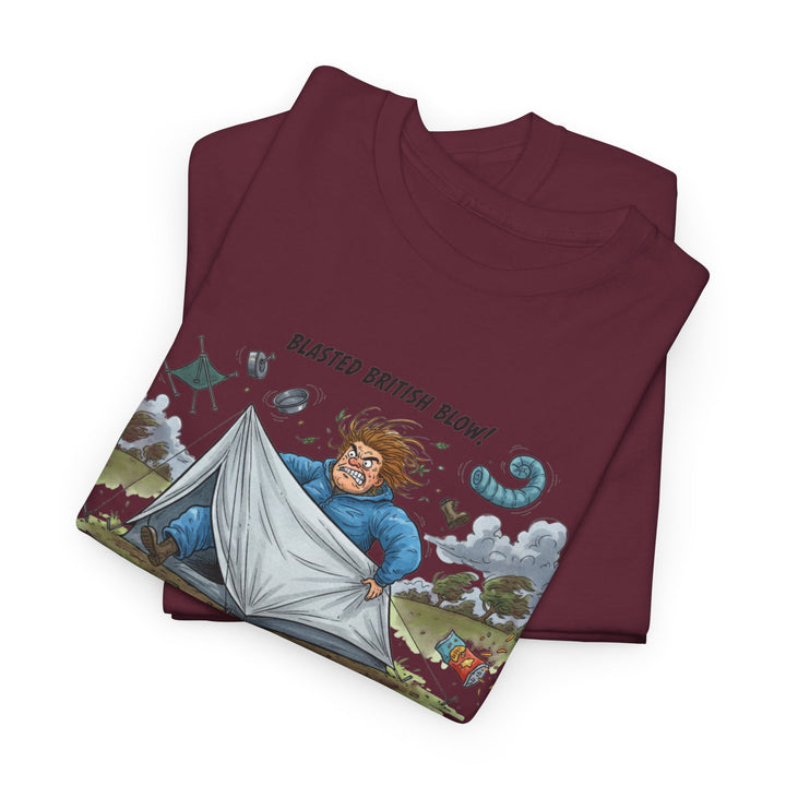 Blasted British Blow Graphic T-Shirt — Retro UK Camping Adventure Tee